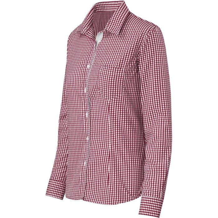 Ladies Long Sleeve Kenton Shirt - Red - Image 4
