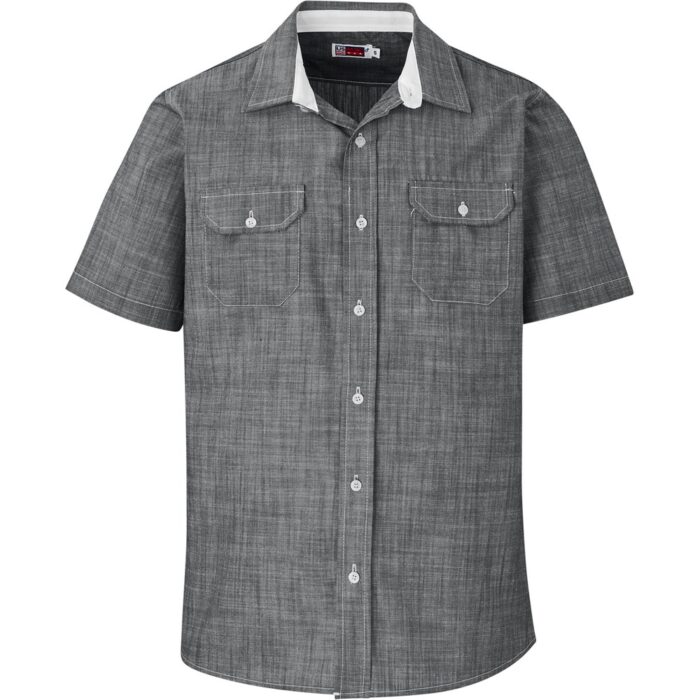Mens Short Sleeve Windsor Shirt - Grey - Image 1