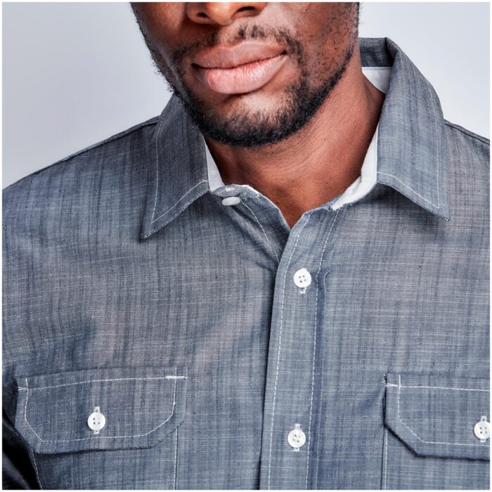 Mens Long Sleeve Windsor Shirt - Navy - Image 3
