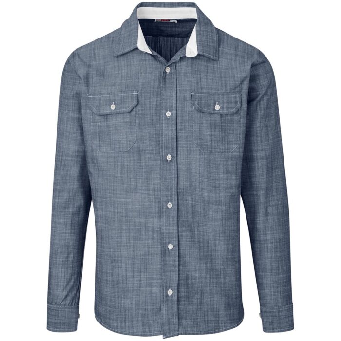 Mens Long Sleeve Windsor Shirt - Navy - Image 1