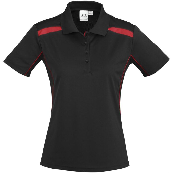 Ladies United Golf Shirt - Black Red - Image 1