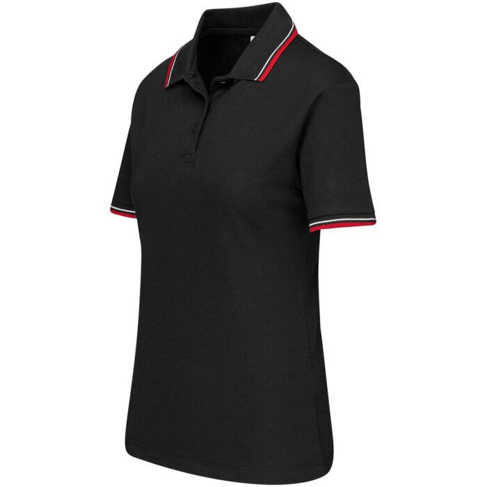 Ladies Cambridge Golf Shirt - Black Red - Image 2