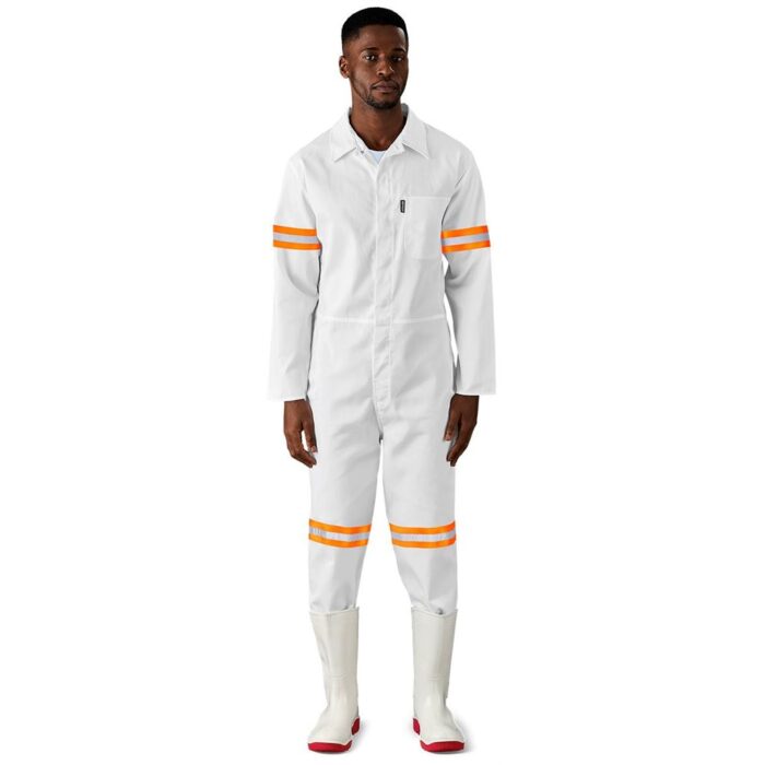 Safety Polycotton Boiler Suit - Reflective Arms & Legs - Orange Tape - Image 4