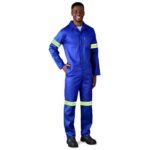Safety Polycotton Boiler Suit - Reflective Arms Legs & Back - Yellow Tape - Image 4
