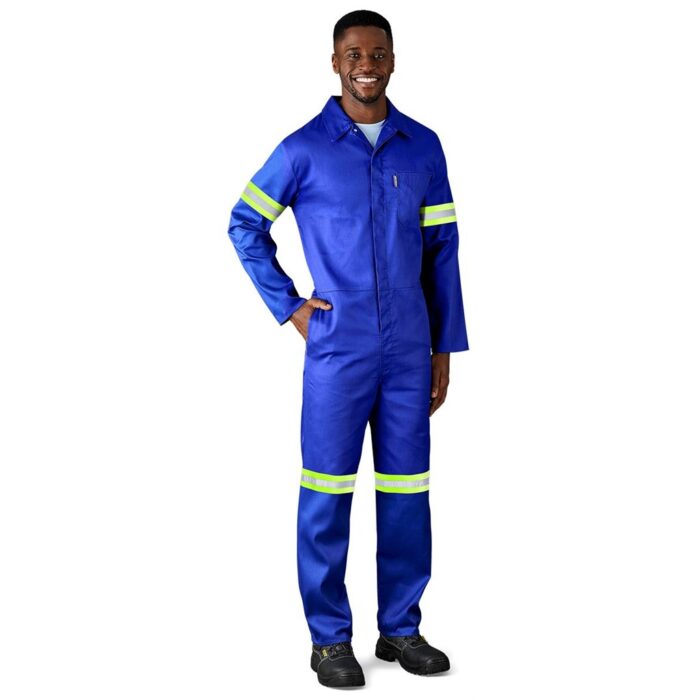 Safety Polycotton Boiler Suit - Reflective Arms Legs & Back - Yellow Tape - Image 4