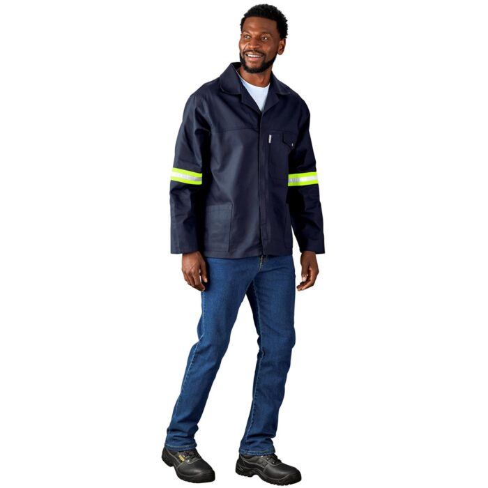 Artisan Premium 100% Cotton Jacket - Reflective Arms - Yellow Tape - Image 3