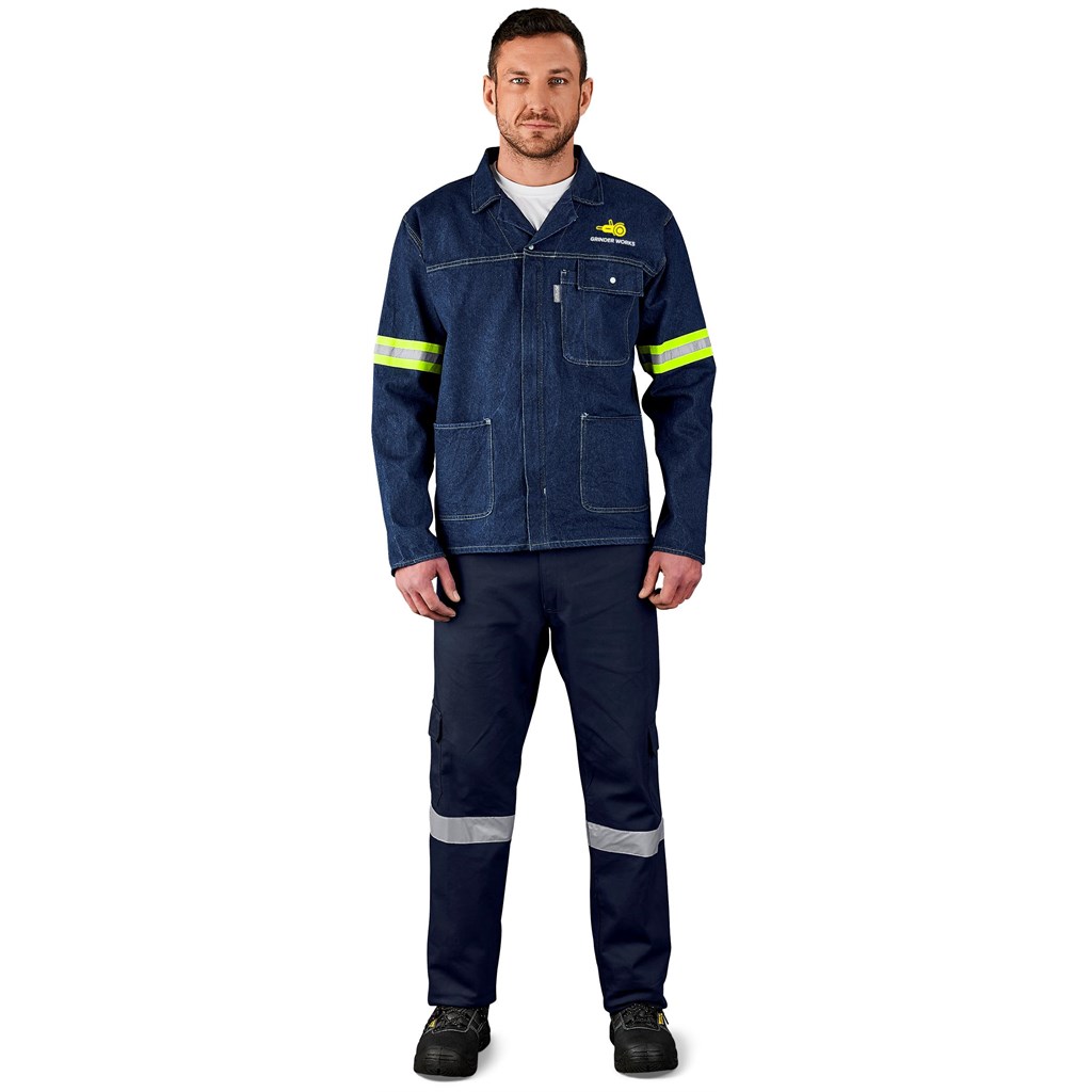 ALT-11163-BU-MOFR-LOGO_1024X1024 Cast Premium 100% Cotton Denim Jacket - Reflective Arms & Back - Yellow Tape - Image 9