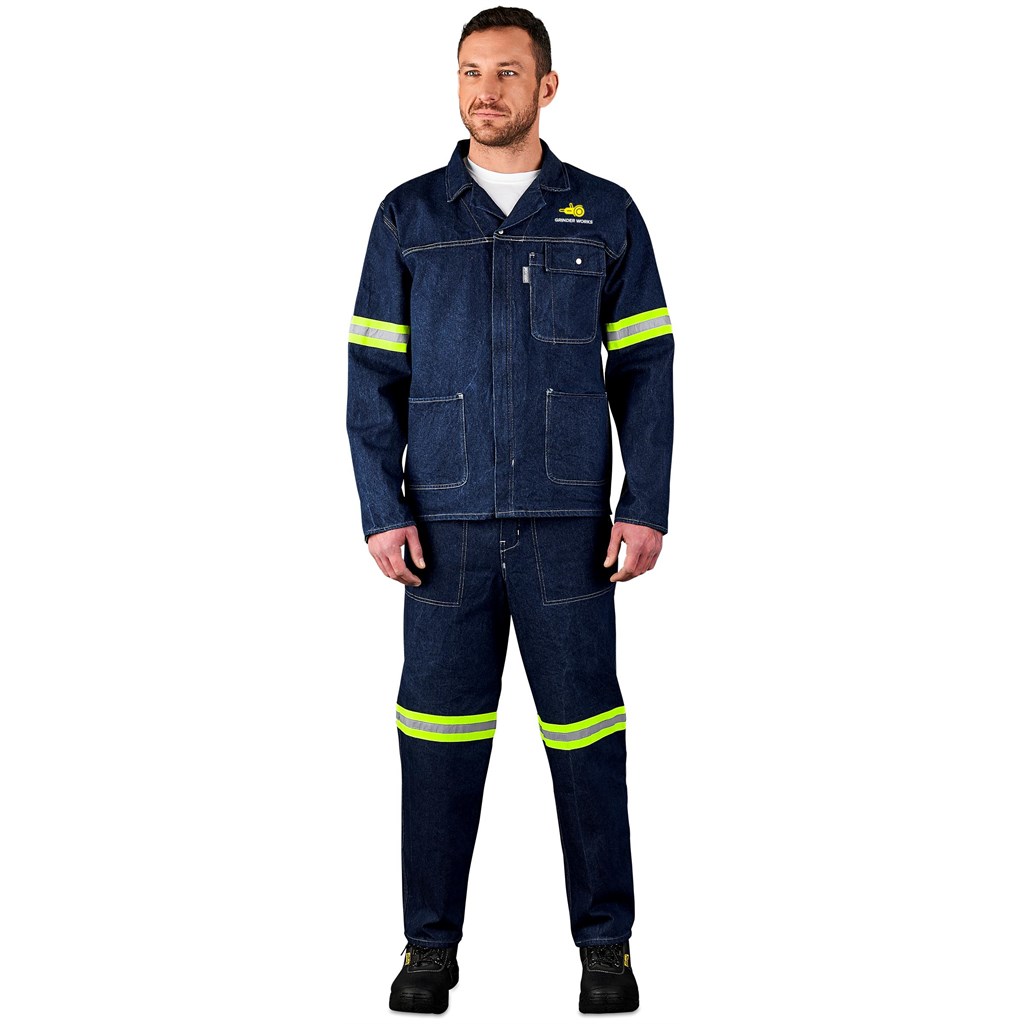 ALT-11163-BU-MOFR1-LOGO_1024X1024 Cast Premium 100% Cotton Denim Jacket - Reflective Arms & Back - Yellow Tape - Image 8