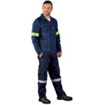 Cast Premium 100% Cotton Denim Jacket - Reflective Arms & Back - Yellow Tape - Image 2