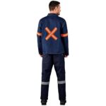 Cast Premium 100% Cotton Denim Jacket - Reflective Arms & Back - Orange Tape - Image 6