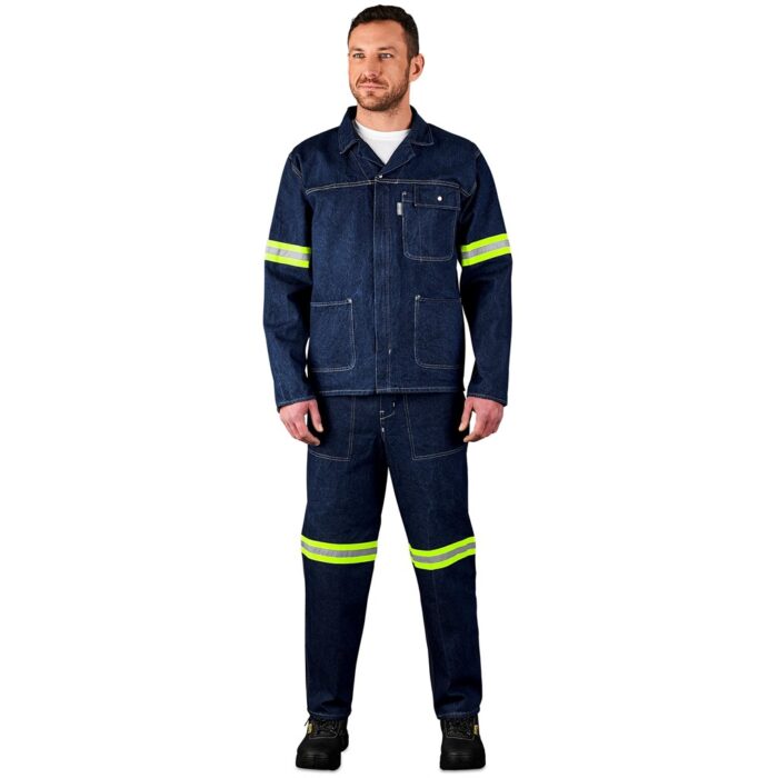 Cast Premium 100% Cotton Denim Pants - Reflective Legs - Yellow Tape - Image 5
