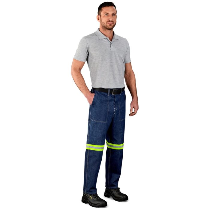 Cast Premium 100% Cotton Denim Pants - Reflective Legs - Yellow Tape - Image 2