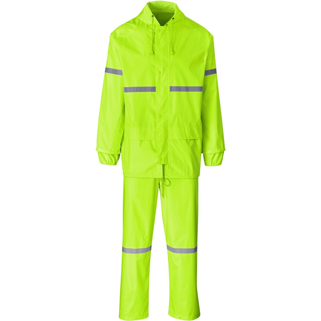 ALT-1601-L_1024X1024 Outdoor Hi-Viz Reflective Polyester/PVC Rainsuit - Lime - Image 1