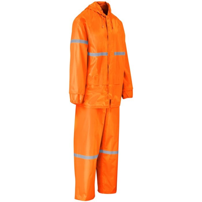 Outdoor Hi-Viz Reflective Polyester/PVC Rainsuit - Orange - Image 4