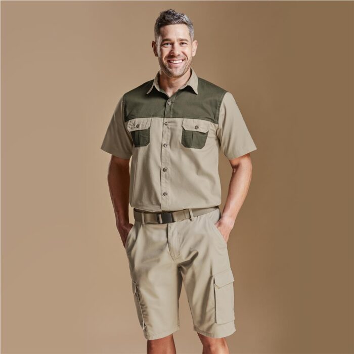Mens Short Sleeve Serengeti 2-Tone Bush Shirt - Image 2