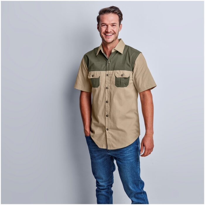 Mens Short Sleeve Serengeti 2-Tone Bush Shirt - Image 9