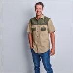 Mens Short Sleeve Serengeti 2-Tone Bush Shirt - Image 7
