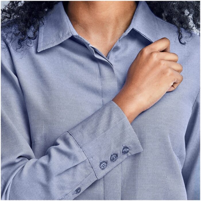 Ladies Long Sleeve Wallstreet Shirt - Navy - Image 3