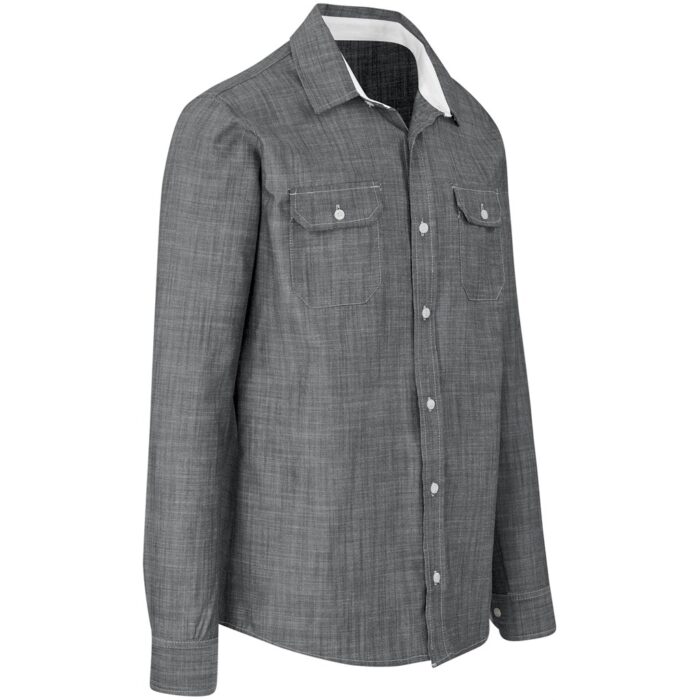 Mens Long Sleeve Windsor Shirt - Grey - Image 2