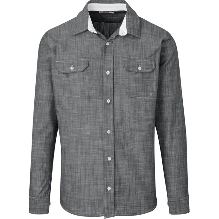 Mens Long Sleeve Windsor Shirt - Grey - Image 1