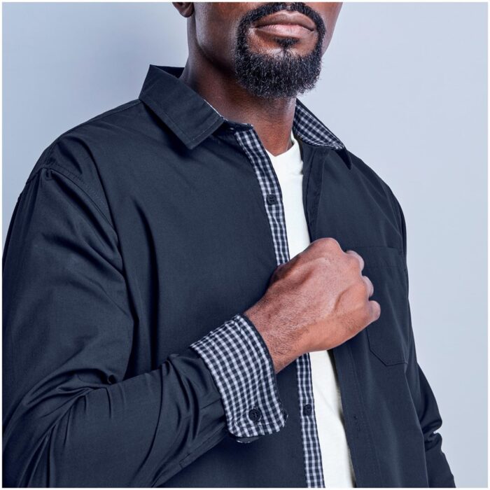 Mens Long Sleeve Warrington Shirt - Navy - Image 3