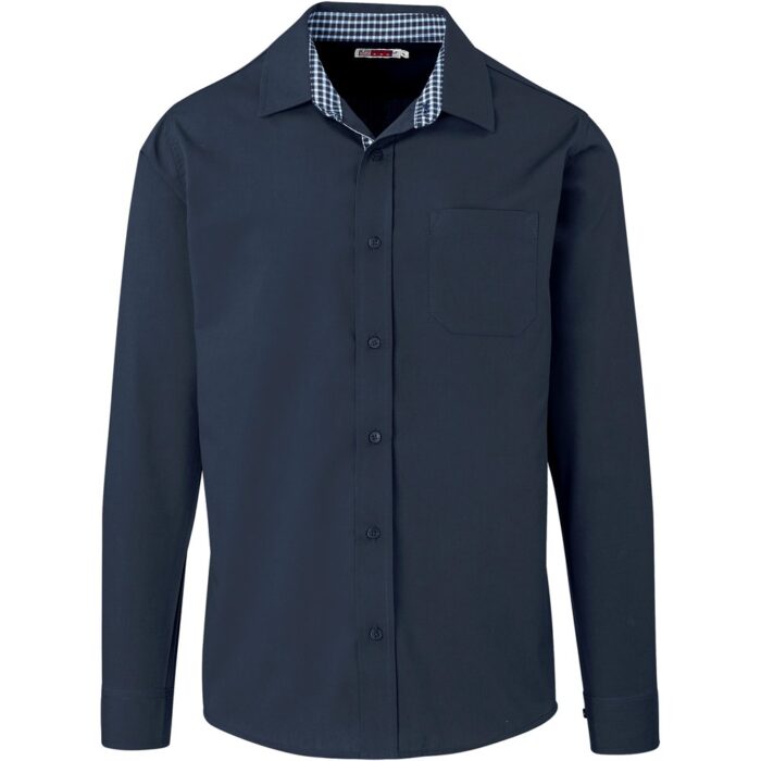 Mens Long Sleeve Warrington Shirt - Navy - Image 1