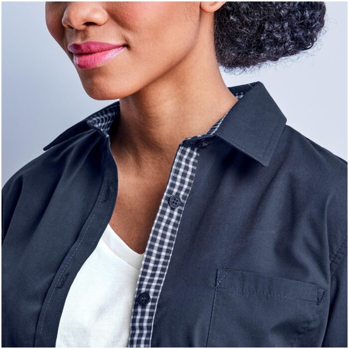 Ladies Long Sleeve Warrington Shirt - Navy - Image 4