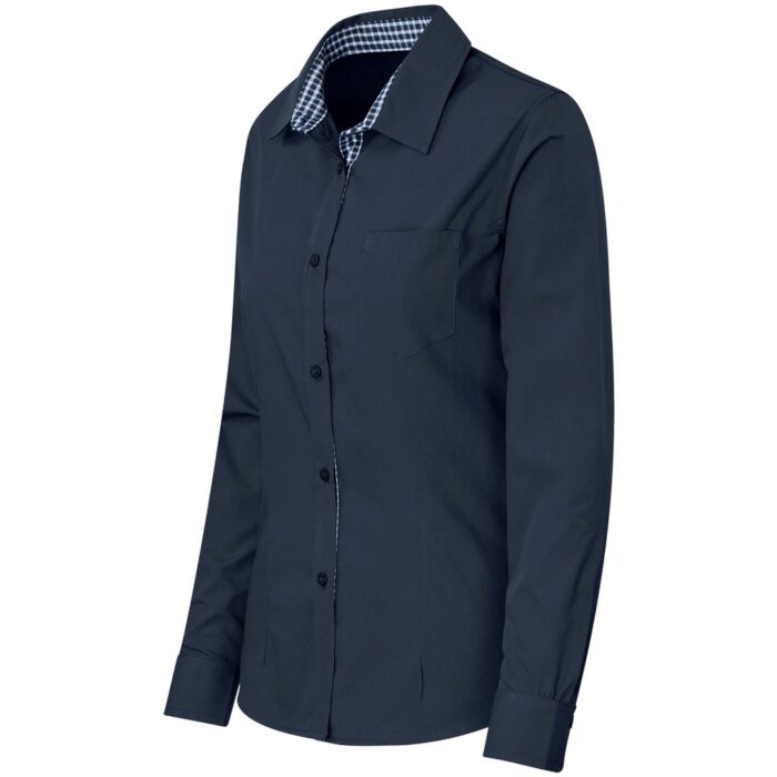 Ladies Long Sleeve Warrington Shirt - Navy - Image 3