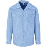 Mens Long Sleeve Micro Check Shirt - Light Blue