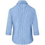 Ladies 3/4 Sleeve Micro Check Shirt - Light Blue - Image 2