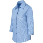 Ladies 3/4 Sleeve Micro Check Shirt - Light Blue - Image 3