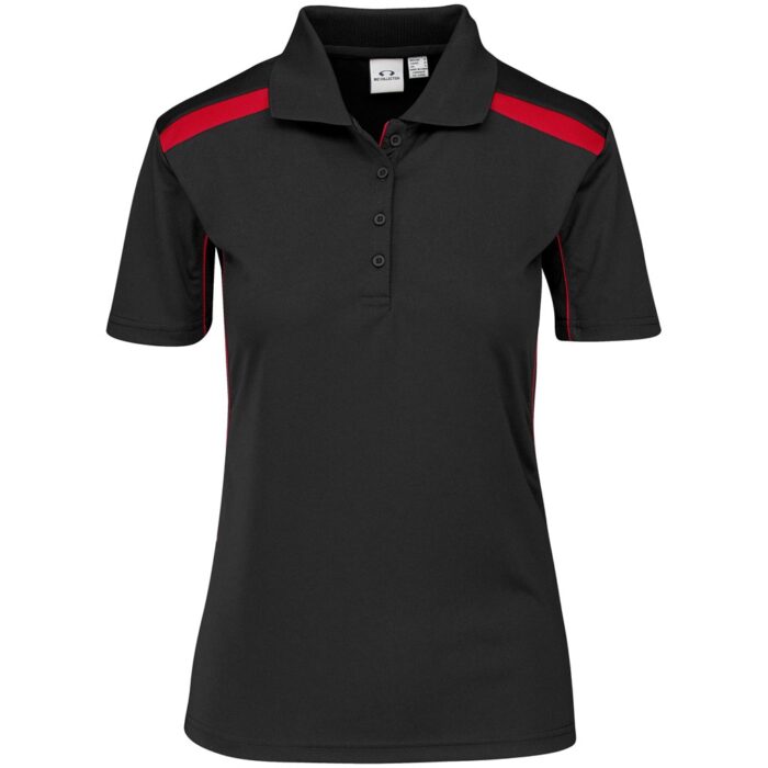 Ladies United Golf Shirt - Black Red - Image 2
