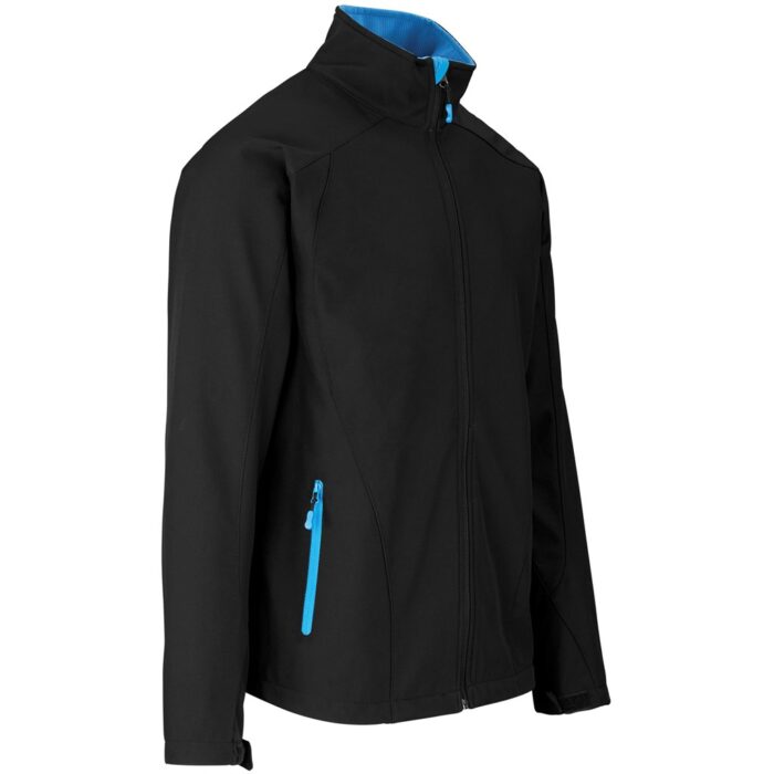 Mens Geneva Softshell Jacket - Black Cyan - Image 3