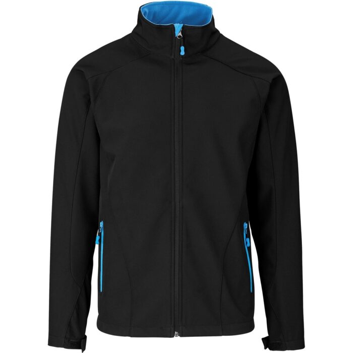 Mens Geneva Softshell Jacket - Black Cyan - Image 1