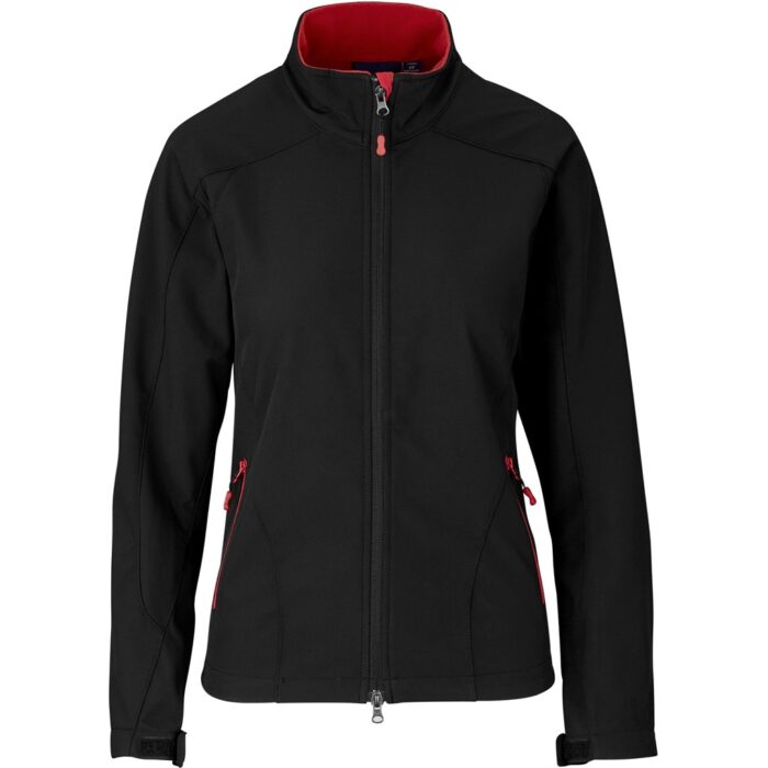 Ladies Geneva Softshell Jacket - Black Red - Image 1