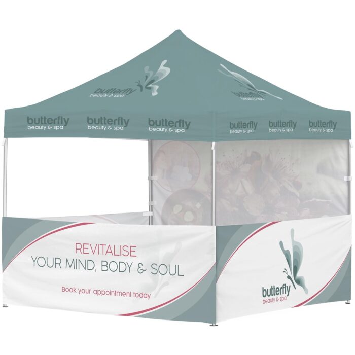 Ovation Sublimated Gazebo 3m X 3m - 3 Half-Wall Skins - 1 Full-Wall Skin - Image 1