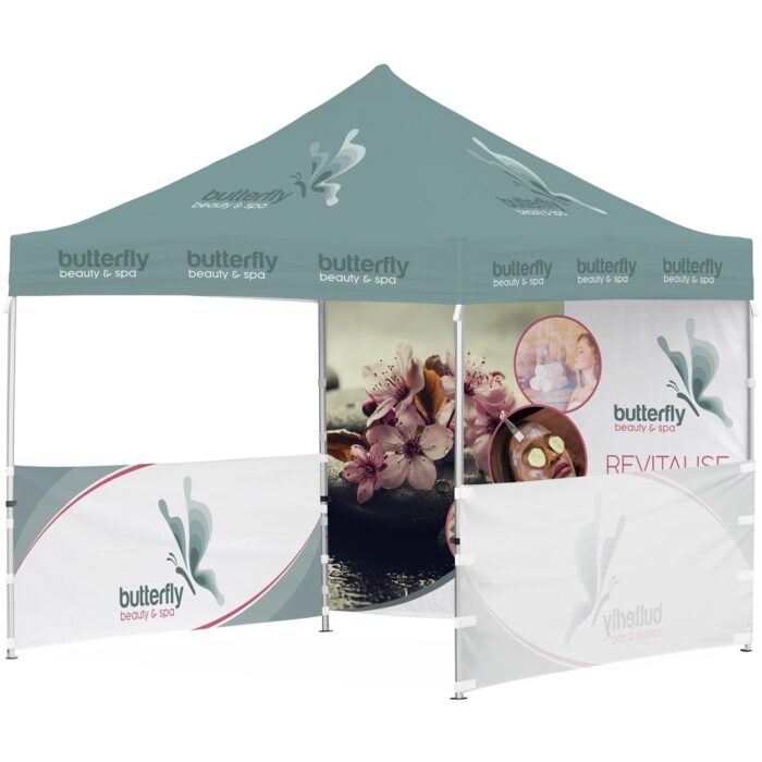 Ovation Sublimated Gazebo 3m X 3m - 2 Half-Wall Skins - 1 Full-Wall Skin - Image 1