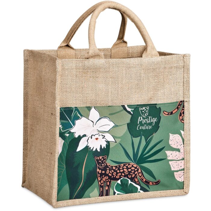 Okiyo Nuri Sublimated Pocket Jute Tote - Image 1