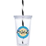 Malibu Double-Wall Plastic Tumbler & Straw - 470ml