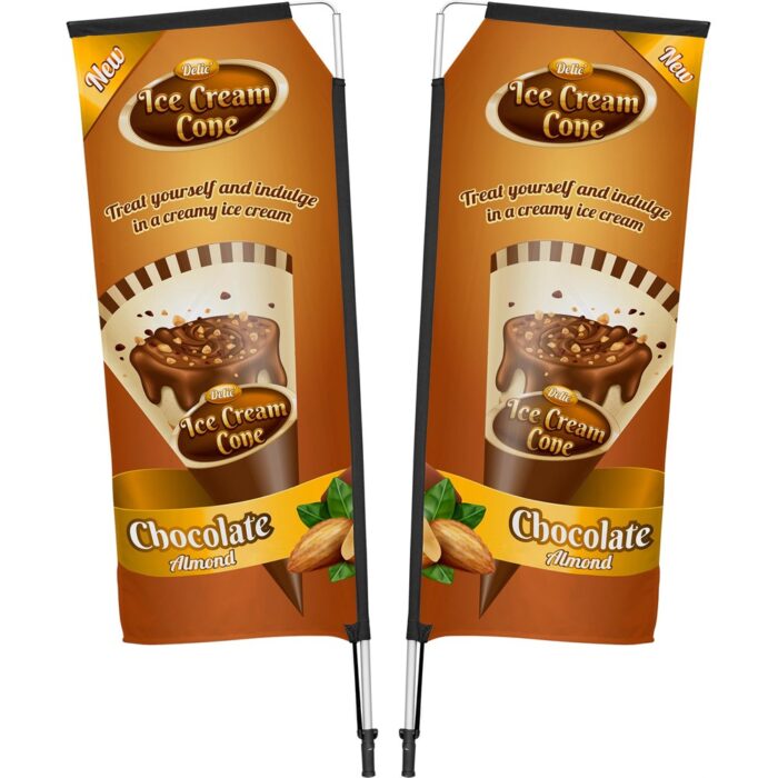 Legend 2M Sublimated Telescopic Double-Sided Flying Banner - 1 complete unit - Image 1