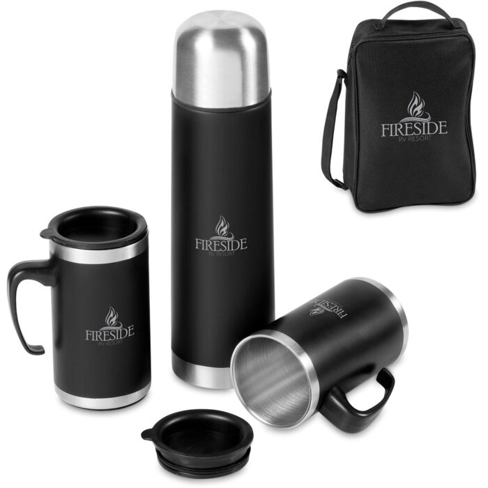 Cardinal Stainless Steel Vacuum Flask & Mug Set - Image 1