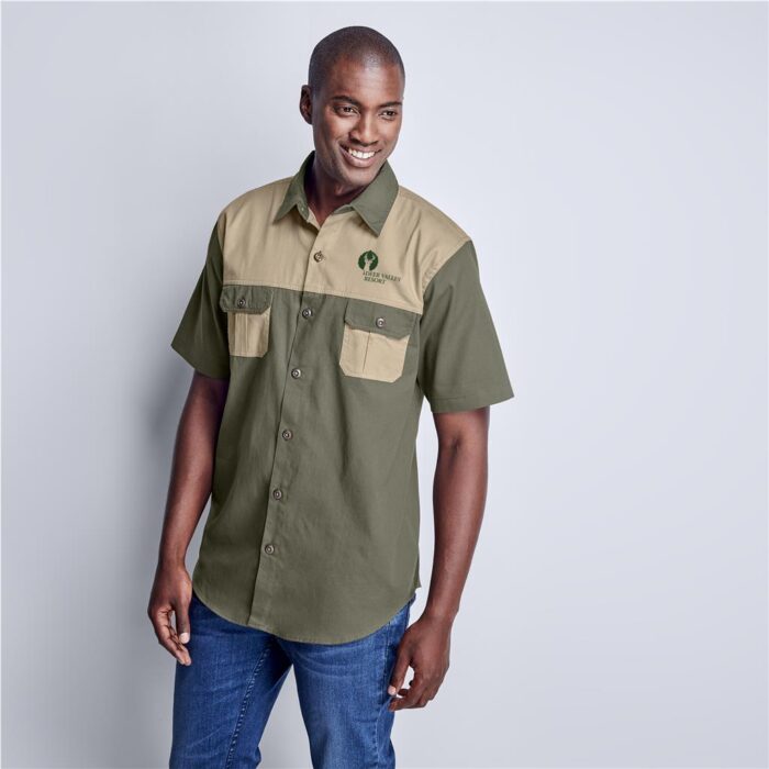 Mens Short Sleeve Serengeti 2-Tone Bush Shirt - Image 1