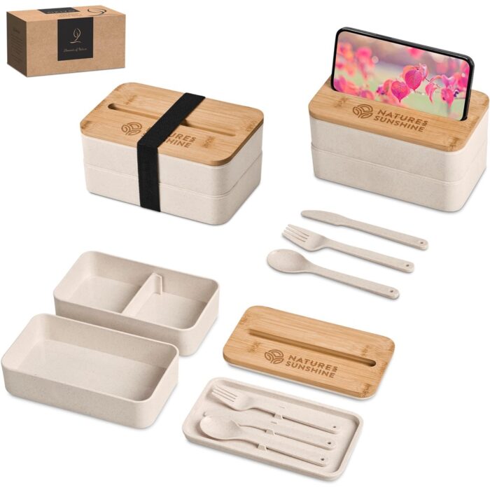 Okiyo Dura Wheat Straw & Bamboo Lunch Box Set - Image 1
