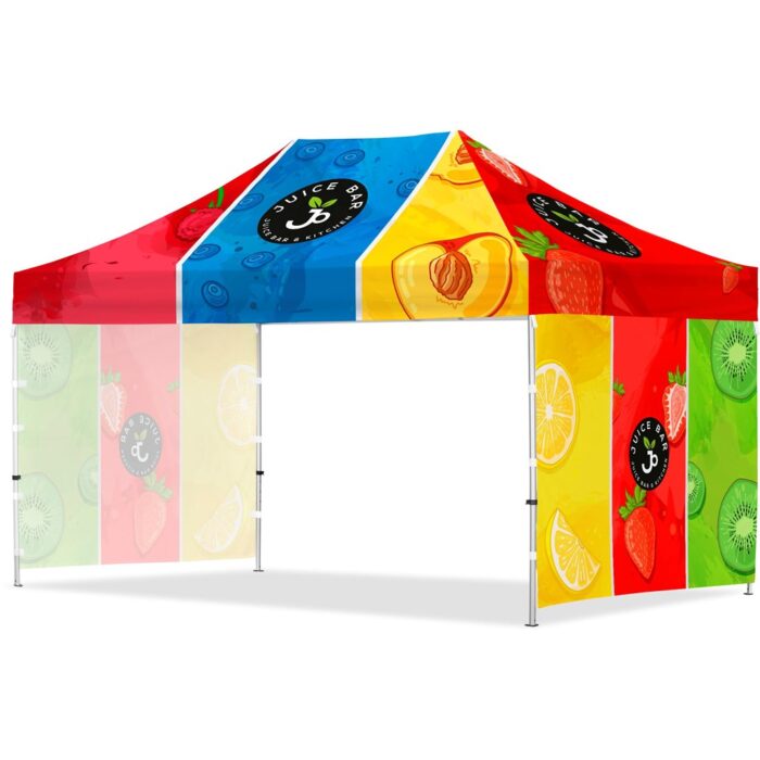 Coated Steel Sublimated Gazebo 4.5m x 3m -  2 Short Full-Wall Skins - Image 1