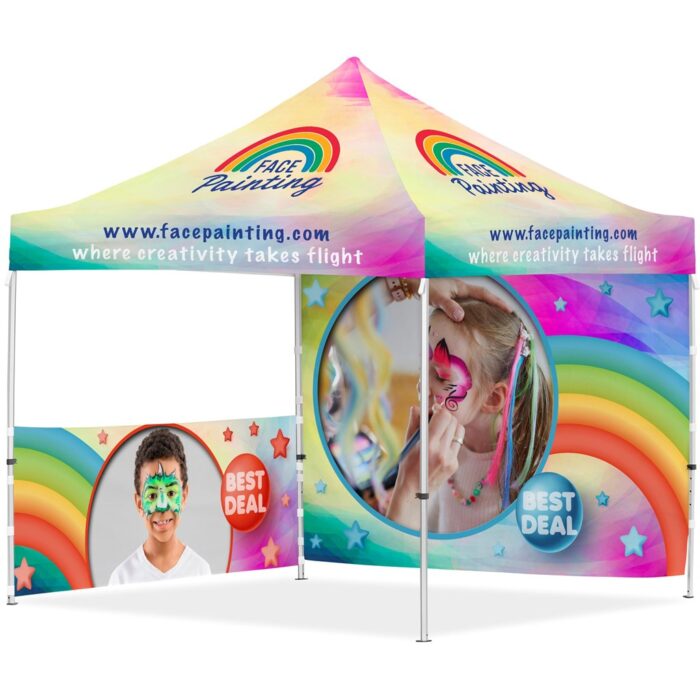 Coated Steel Sublimated Gazebo 3m x 3m - 1 Half-Wall Skin - 1 Full-Wall Skin - Image 1