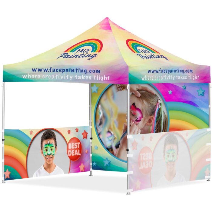 Coated Steel Sublimated Gazebo 3m x 3m - 3 Half-Wall Skins -1 Full-Wall Skin - Image 1