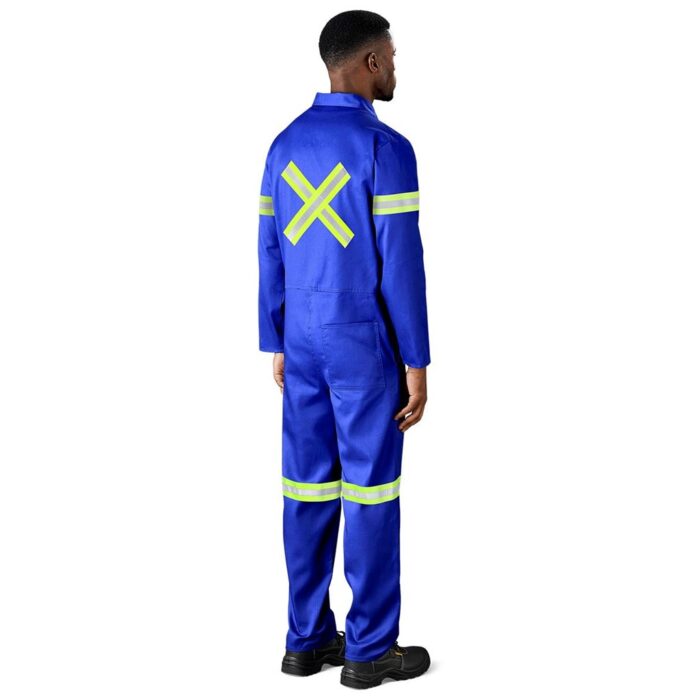 Safety Polycotton Boiler Suit - Reflective Arms Legs & Back - Yellow Tape - Image 1