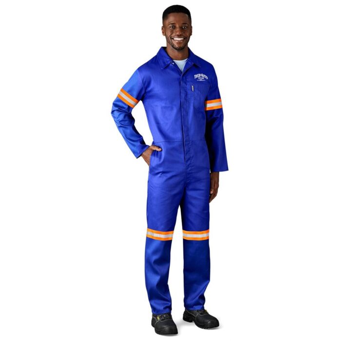 Safety Polycotton Boiler Suit - Reflective Arms & Legs - Orange Tape - Image 1