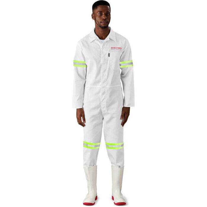 Safety Polycotton Boiler Suit - Reflective Arms & Legs - Yellow Tape - Image 1
