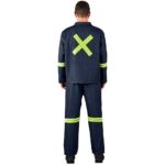 Vintage 100% Cotton Denim Conti Suit - Reflective Arms, Legs & Back - Orange Tape